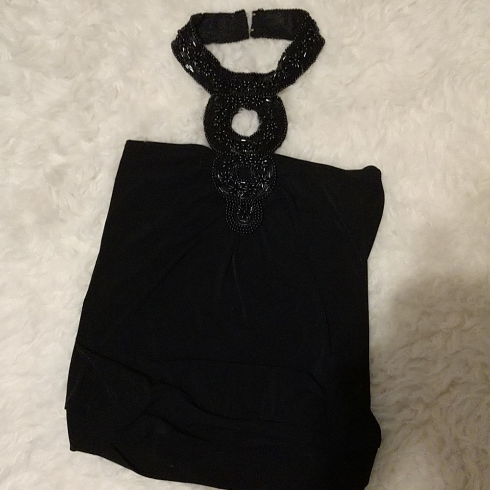 Black  beaded  choker tunic , very classy, .
